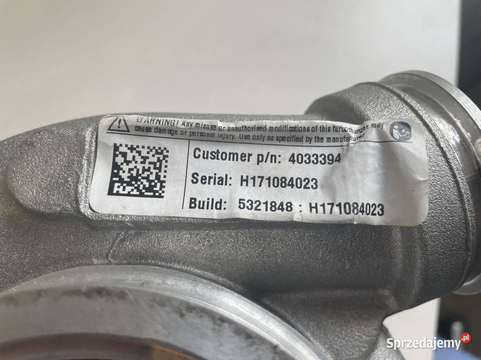 Holset turbosprężarka 4033394 3592723 Jastrzębniki sprzedam