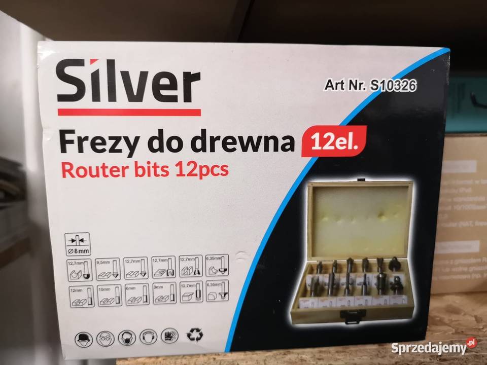 Silver frezy do drewna router bits 12pcs s10326 Łódź