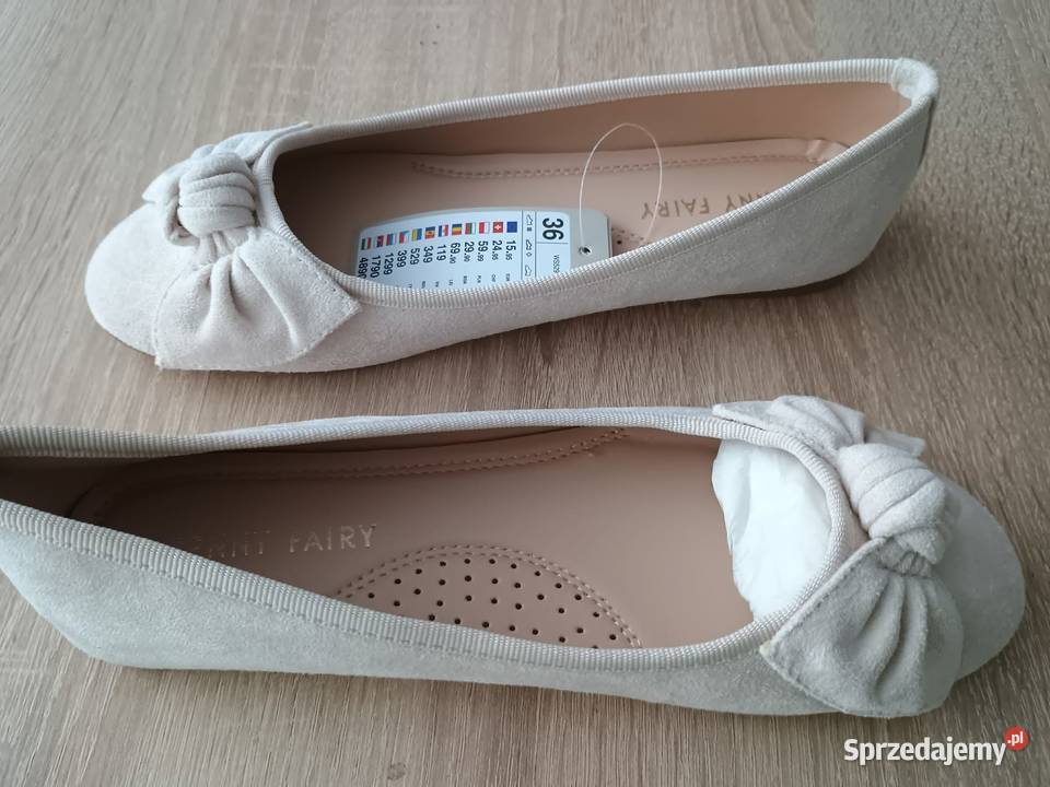 baleriny zamszowe kremowe 36 nowe Balerinki Myślenice