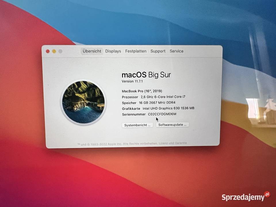 MacBook Pro 16 2019 A2141 16GB 512GB Radeon Świecie