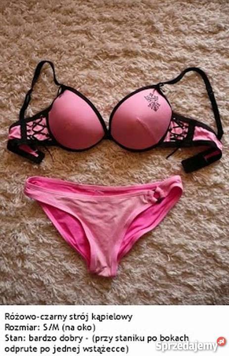 Różowoczarny strój kąpielowy S 36 M 38 bikini Bielizna damska Inowrocław