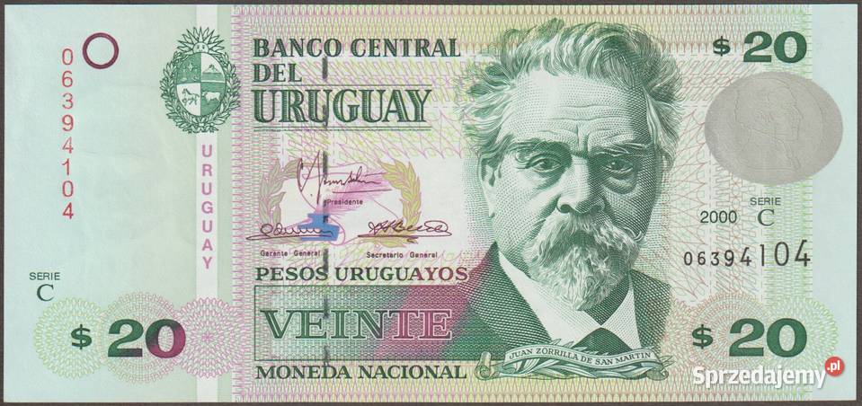 URUGWAJ 20 PESOS 2000 SAN MARTIN STAN BANKOWY Numizmatyka Łódź