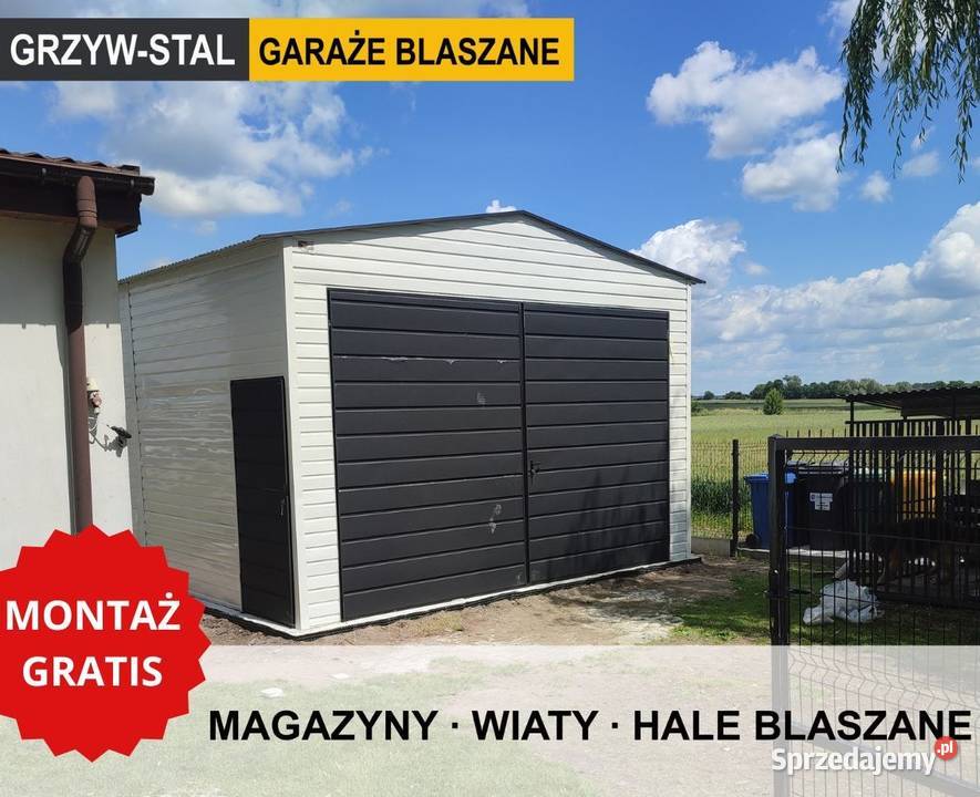 Biały Garaż Blaszany Dwuspadowy 4x6m Garaże Biłgoraj