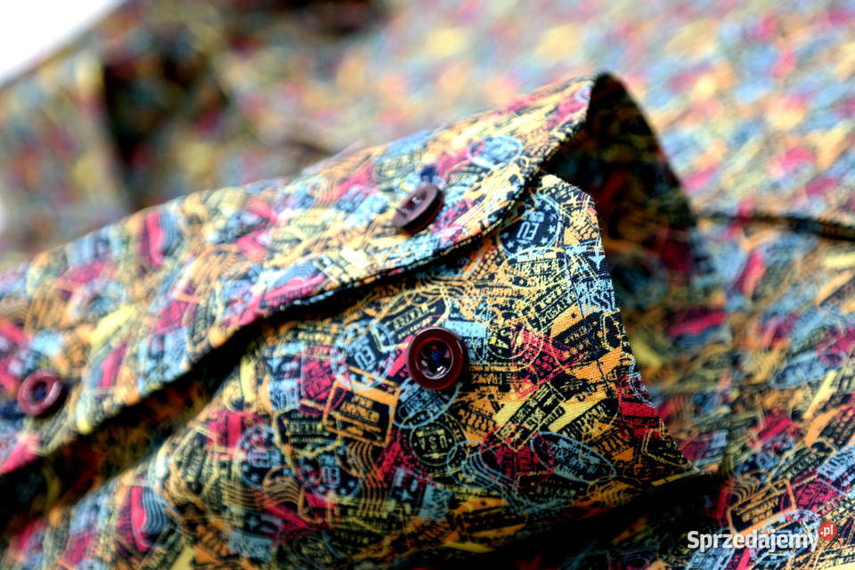 GIOVANNI PERA Koszula męska pieczątki VISA różne wielkopolskie