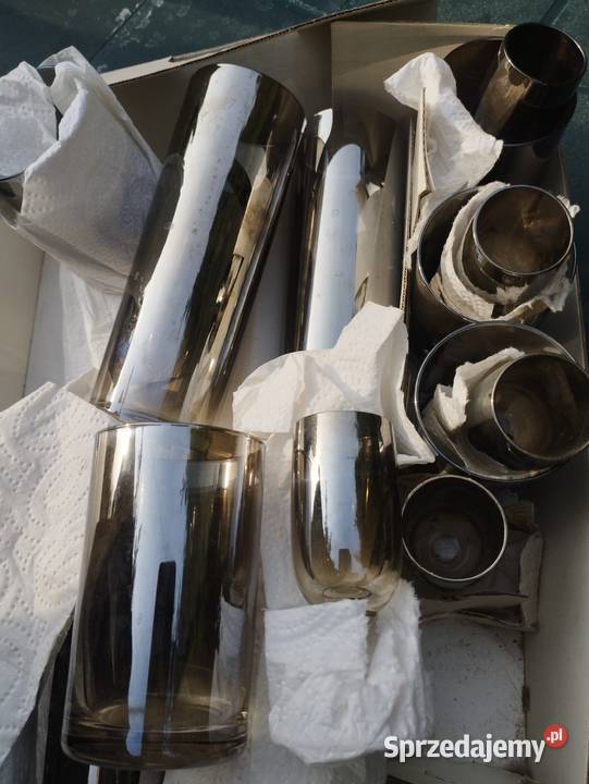 Komplet szklanek i kieliszków szkło dymione lata małopolskie Kraków sprzedam