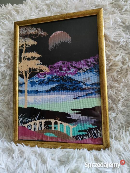 Obrazek ręcznie wyszywany w ramce Rękodzieło Pabianice