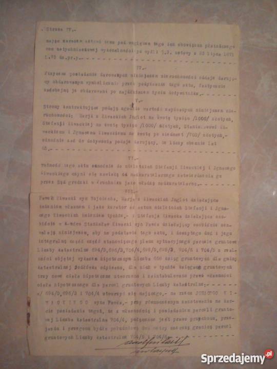 Stary Akt Notarialny Wypis sprzedam