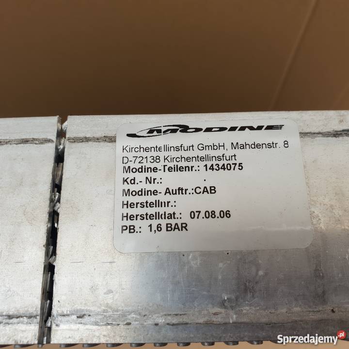 CHŁODNICA POWIETRZA INTERCOLER ciężarowe Bieleń