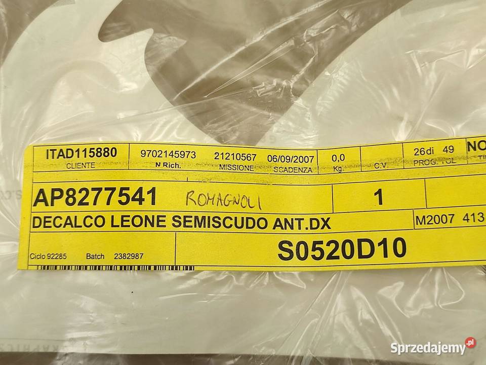 NAKLEJKA NA NADKOLE PRAWY PRZÓD APRILIA SR 50 lubelskie