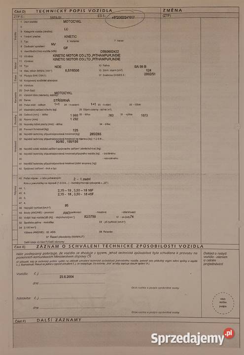 Motocykl Kinetic produkcji indyjskiej 125 bez Ozorków sprzedam