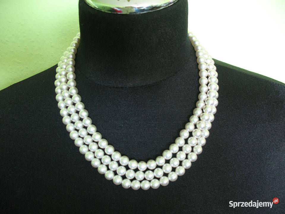 Perły naszyjnik Trzy rzędy pereł długość 40 mazowieckie Siedlce
