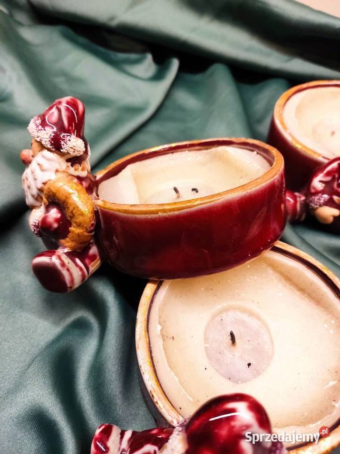 Świeczniki ceramiczne ze Świętym Mikołajem Boże Narodzenie Głuchołazy