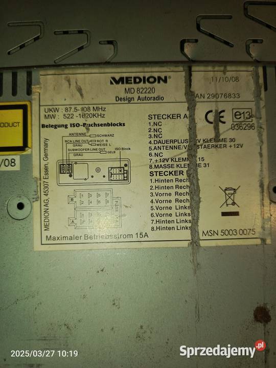 RADIO MEDION MD 82220 USB MP3 4X22W moc muzyczna śląskie Katowice