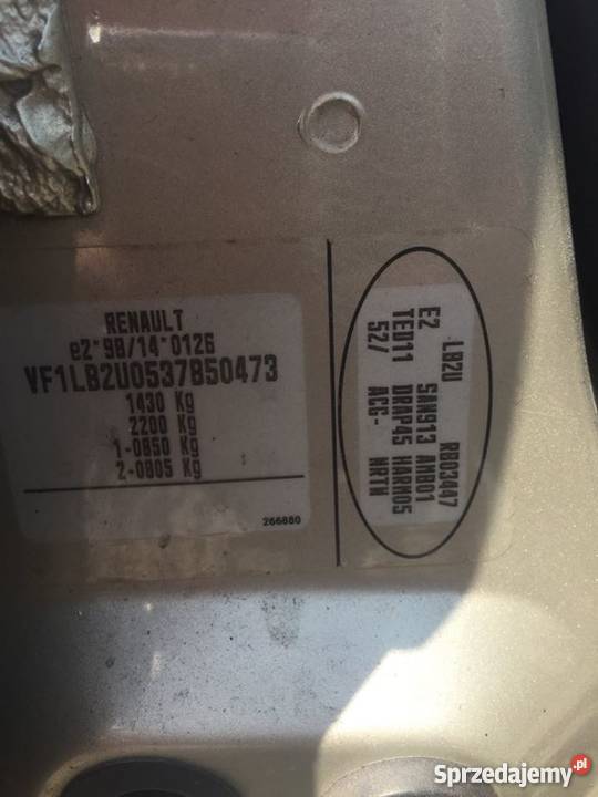 KLAPA BAGAŻNIKA RENAULT THALIA 12 16V osobowe Gorzkowice