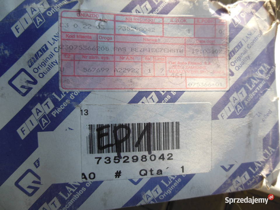 720021636 SZARY PAS BEZPIECZEŃSTWA PRZÓD PRAWY Kozy