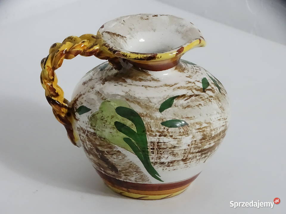 Ręcznie Malowany Ceramiczny Dzbanek Vintage Biłgoraj sprzedam