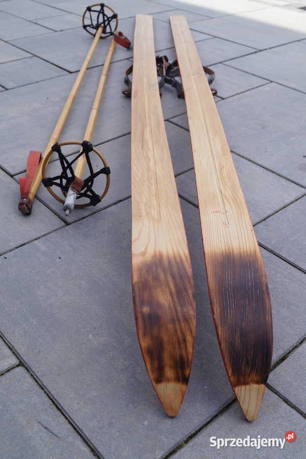 Stare narty jesionowe 195 kijki Pruchnik