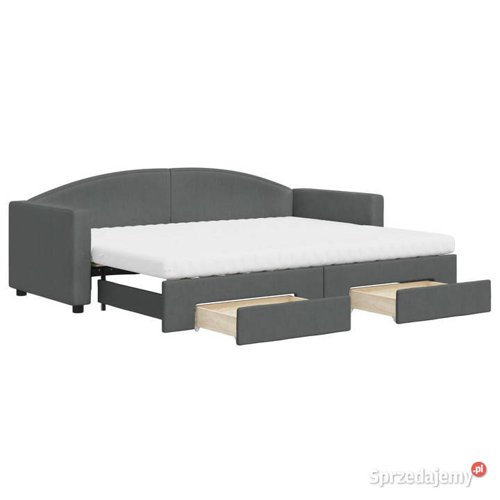 Sofa rozsuwana z szufladami ciemnoszara tkanina 90cm Warszawa