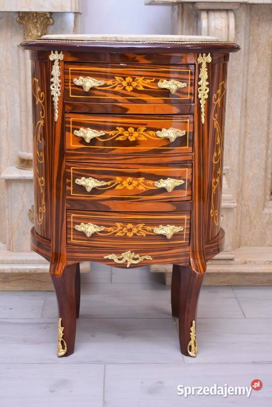 Drewniana Komoda Blat Marmur Styl Barok 4 Kraków