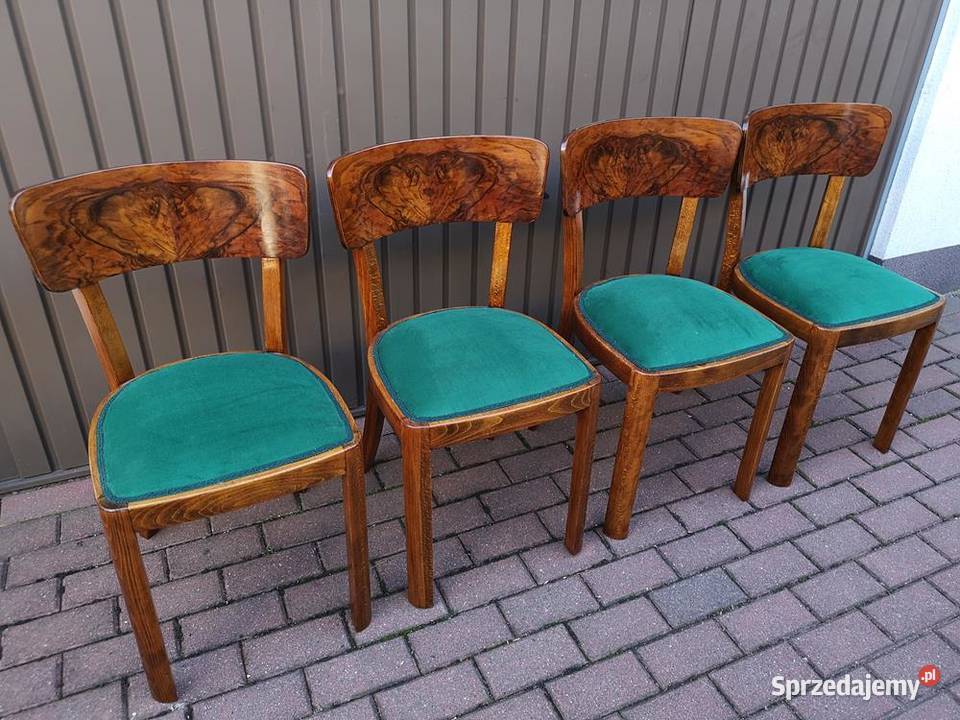 Krzesła ARTDECO Orzech Stare Antyk Komplet 4 wielkopolskie Swarzędz