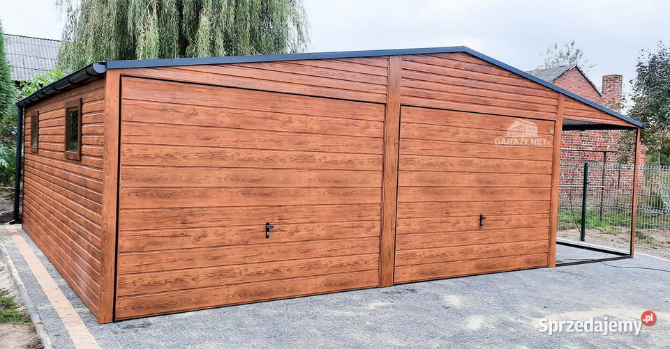 GARAŻ BLASZANY 6m x 6m 2m WIATA DWUSPAD 2x BRAMA Domki narzędziowe Łapanów
