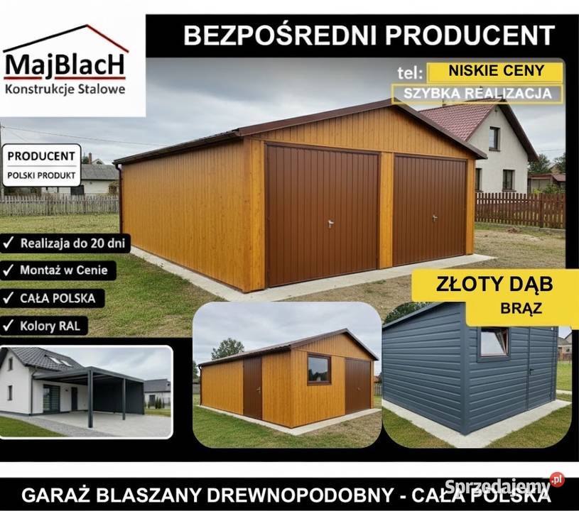 ZŁOTY DĄB Garaż Blaszany 6x5 Blaszak Montaż Sprzedaż lubelskie Radzyń Podlaski