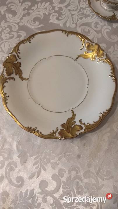 Złoty liść patera do ciasta 27 Porcelana i szkło Stargard