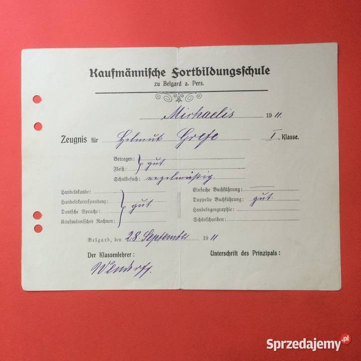 1816 NiemŚwiadectwo Komercyjnej Szk Białogard 3