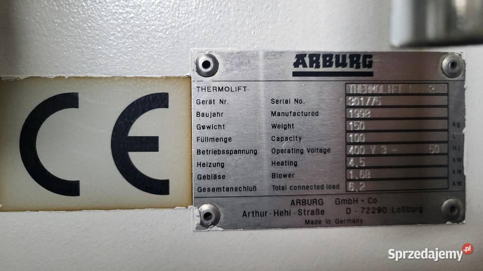 Suszarka do tworzyw sztucznych Arburg Thermolift zachodniopomorskie