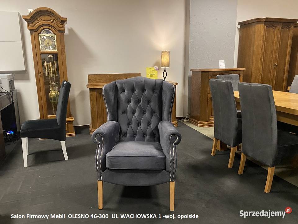 Fotel Ludwik Stylowy Uszak Tkanina Zmywalna
