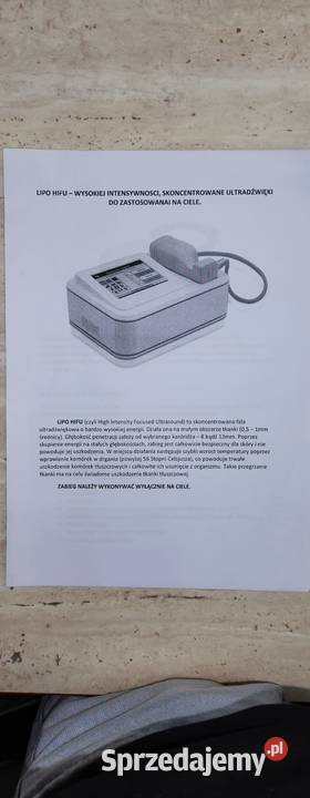 LipoHIFU wyposazenie do salonu Kosmetologii mazowieckie Ostrołęka sprzedam