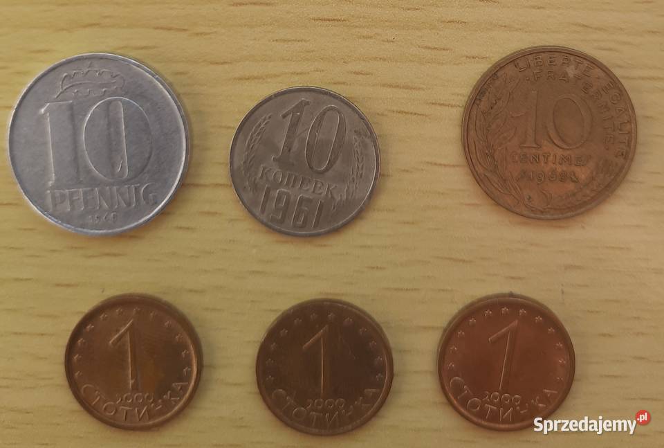 Monety różne: NRD, ZSRR, Bułgaria, Francja