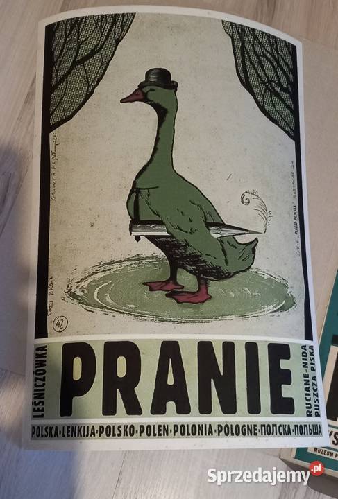 Plakat A3 Pranie vintage style zielony