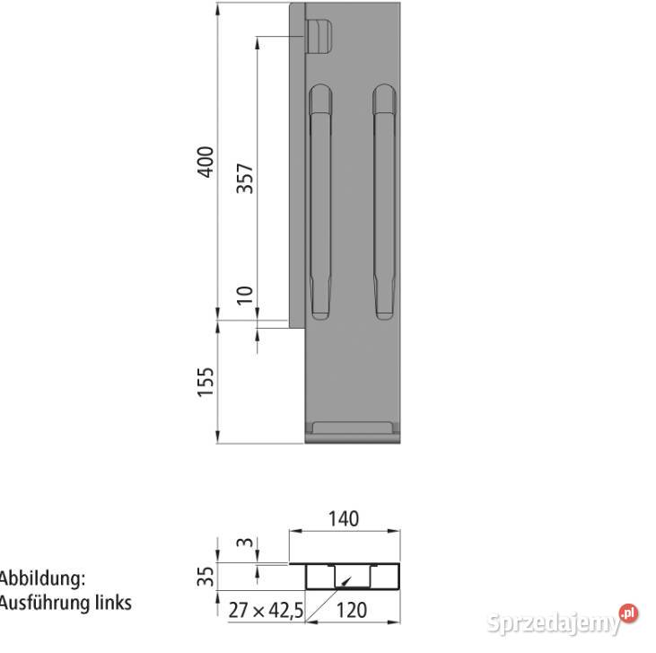 Słupek K20 tył prawy bez zamkn do burty 400 mm Przysieka Polska sprzedam