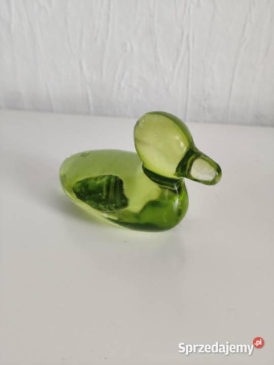 Szklana figurka KACZKA Zielone Szkło Artystyczne Poddębice sprzedam