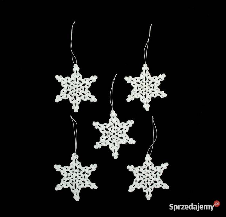 Zawieszka szydełkowa na choinkę gwiazdka 8 biała biały opolskie Kluczbork