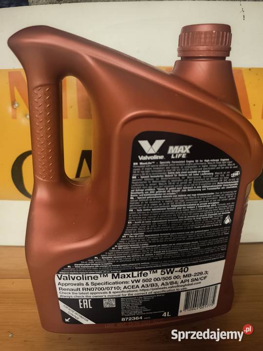 Olej silnikowy Valvoline Maxlife 5W40 4L Łęczyca