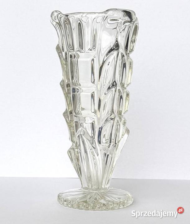 Wazon Art Deco Skrzydlak Szkło Prasowane Vintage Kraków