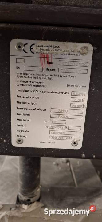 Kominek z płaszczem wodnym20 kW Nadarzyn