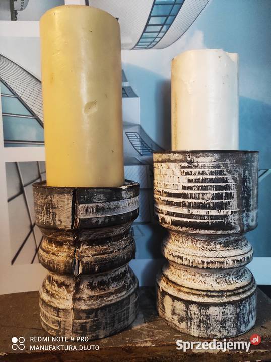 Rustykalny Świecznik drewniany ręcznie toczony Bydgoszcz