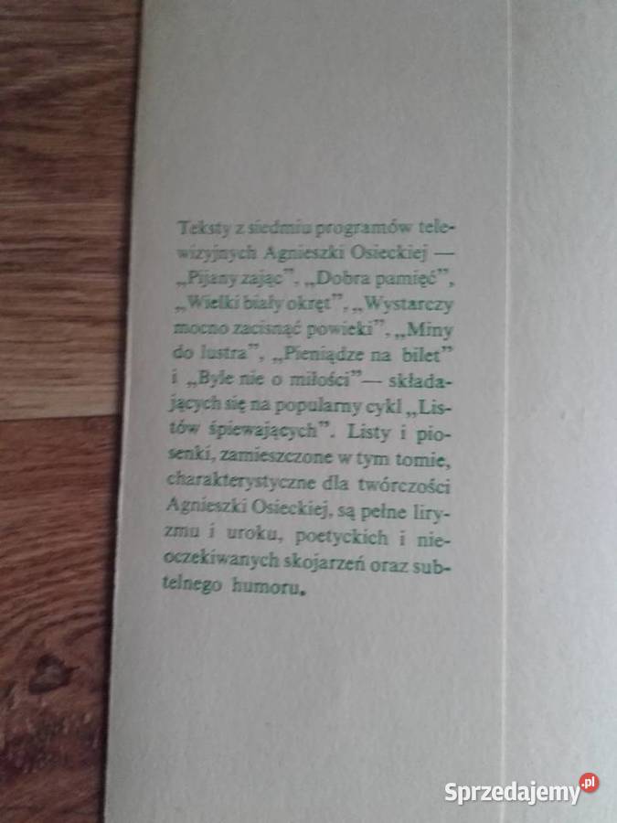 AGNIESZKA OSIECKA LISTY ŚPIEWAJĄCE Antykwariat Rzeszów