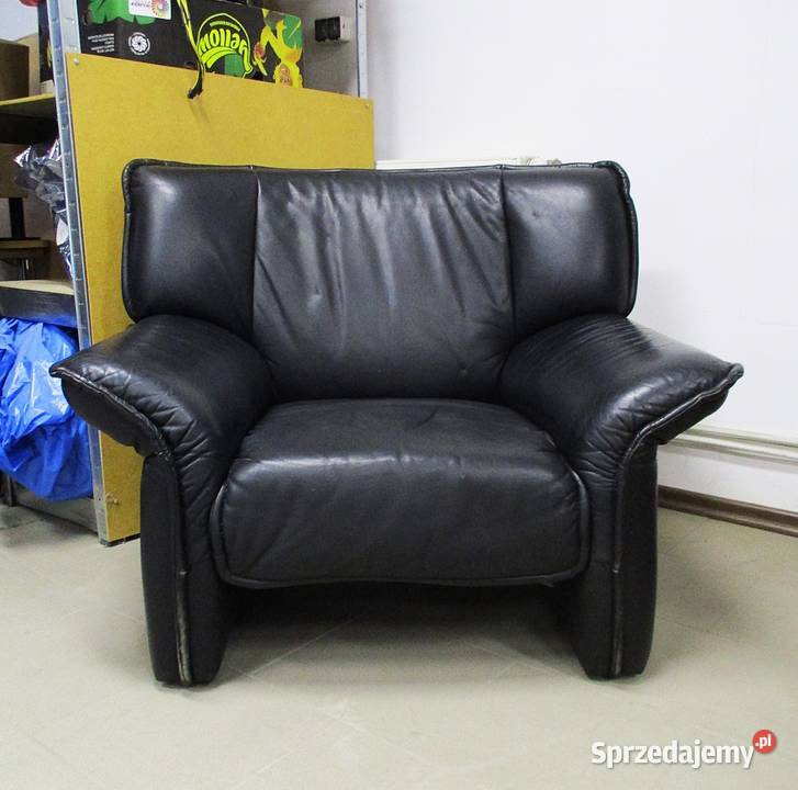 Stary Fotel Czarna Skóra Nieporęt
