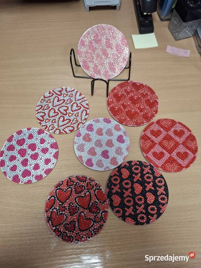 Podstawki pod kubki wyklejane diamencikami Warszawa sprzedam