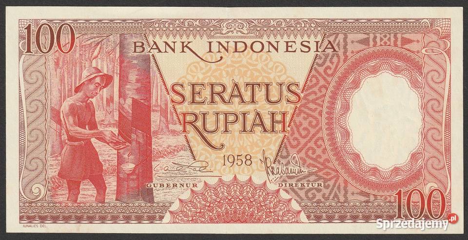 Indonezja 100 rupiah 1958 STAN BANKOWY UNC