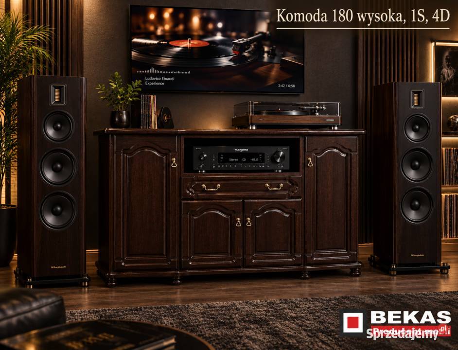 Stylowa Komoda RTV Wysoka 180 1s4D Orzech mazowieckie Ostrołęka