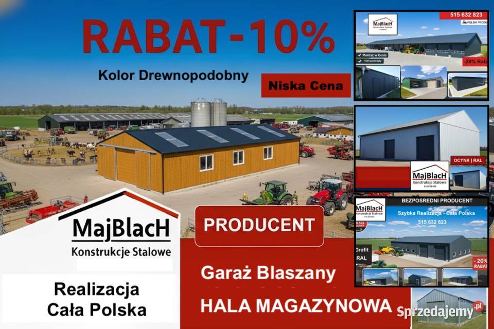 A132Garaż Blaszany Dwuspadowy Złoty Dąb RAL samodzielny