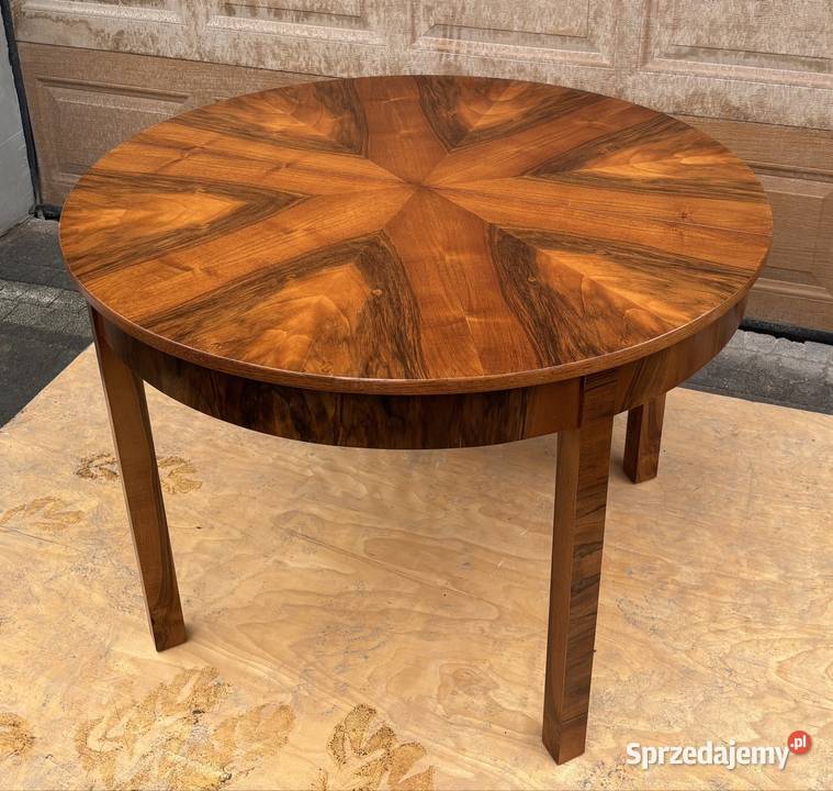 Stół Okrągły Orzech 110 Art Deco Gwiazda Warszawa