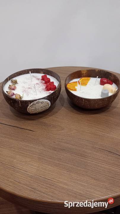 Świece sojowe handmade w misce kokosowej Ołpiny