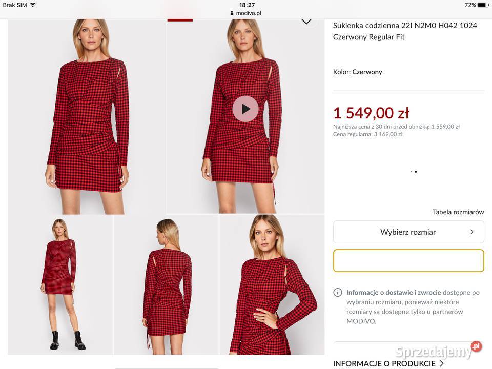 Sukienka Mini Damska N21 r XS czerwona pepitka lubuskie sprzedam