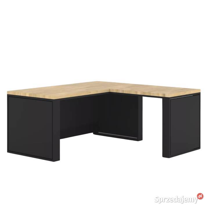 Biurko Narożne z Drewna Dębowego Stalowy Stelaż Gdów sprzedam